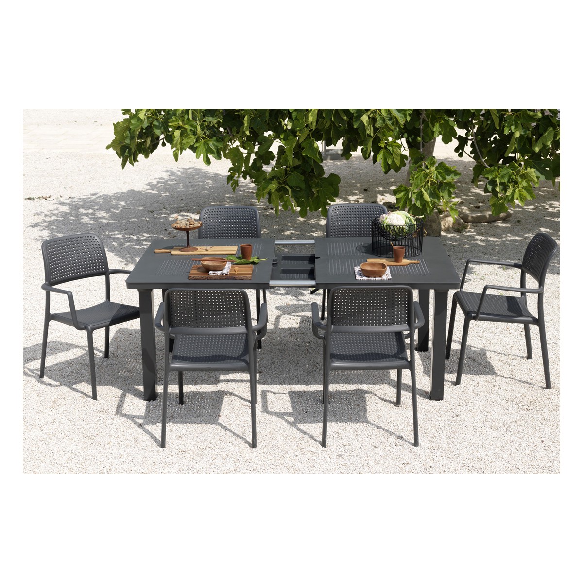 set tavolo Levante con 6 sedie bora colore antracite