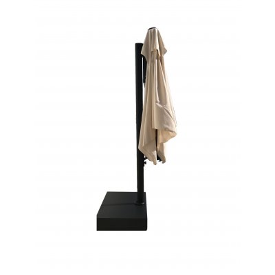 ombrellone Astro Carbon con tessuto ecru A1 base in appoggio con carter in acciaio zincato colorato antracite BCCS - chiuso