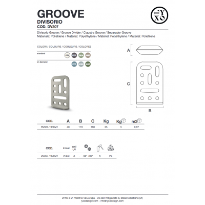 divisorio Grove scheda tecnica