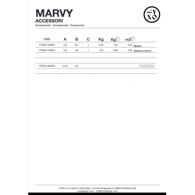 bancone Marvy - accessori previsti per elemento lineare