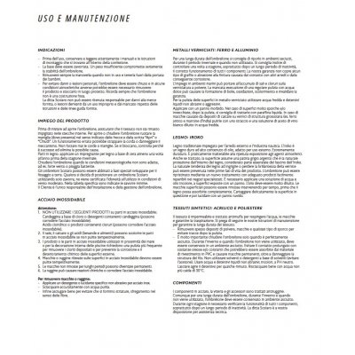 uso e manutenzione dei prodotti Scolaro Parasol