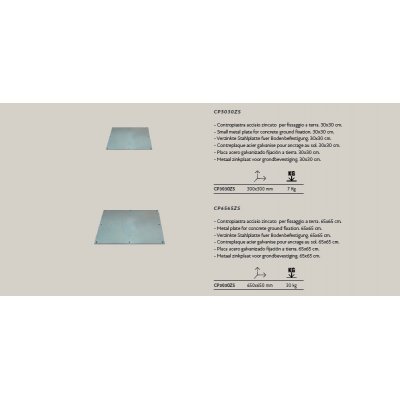 accessori: contropiastra da fissare al pavimento da cm 30 x 30