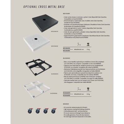 accessori: carter per base a croce metallica con tubo e ruote