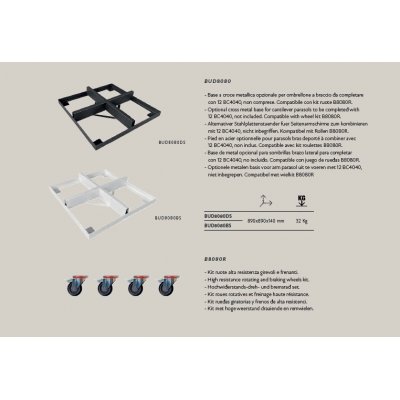 kit ruote alta resistenza per basi metalliche BUD8080