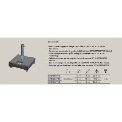 kit ruote per piastra in cemento grigio