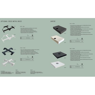 accessori: basi metalliche e carter per zavorre da cm 50 x 50