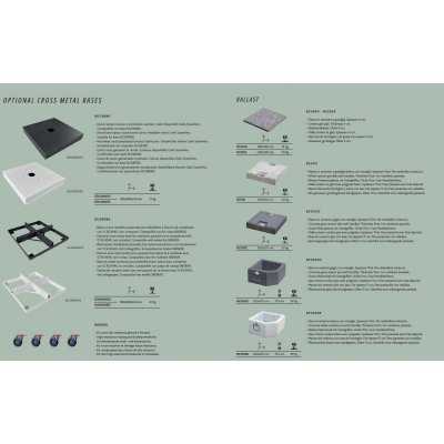 accessori: base metallica e carter per zavorre da cm 40 x 40 - zavorre