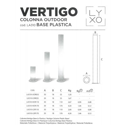scheda tecnica colonna Vertigo outdoor base plastica