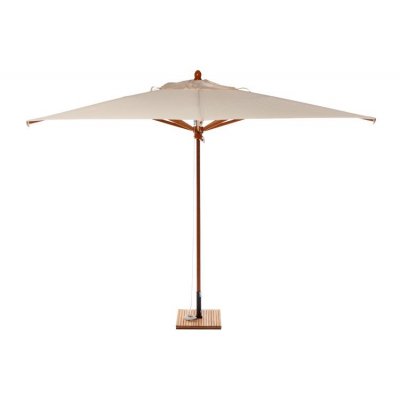 ombrellone Palladio Standard, tessuto Ecru senza volant, base in acciaio colore antracite art BF6565D ricoperta di legno